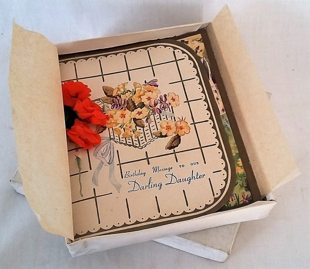 Darling Daughter Card 3D Paper Flower Unused Boxed Vintage
