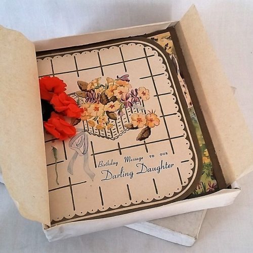 Darling Daughter Card 3D Paper Flower Unused Boxed Vintage - Image 3
