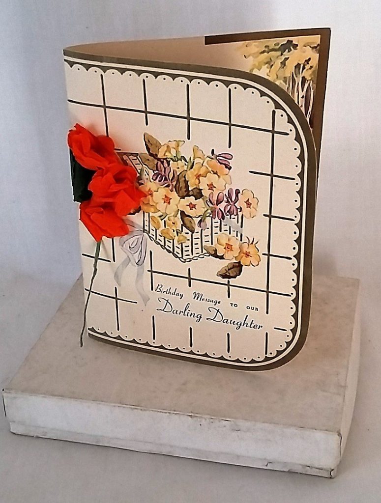 Darling Daughter Card 3D Paper Flower Unused Boxed Vintage