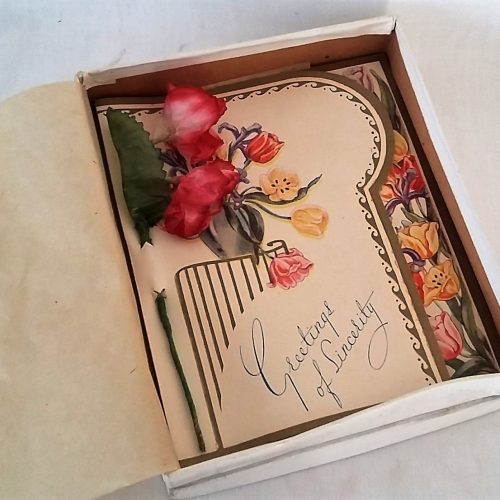 Sincerity Greeting Card 3D Paper Flower Unused Boxed Vintage - Image 3