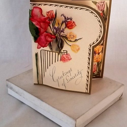 Sincerity Greeting Card 3D Paper Flower Unused Boxed Vintage - Image 1