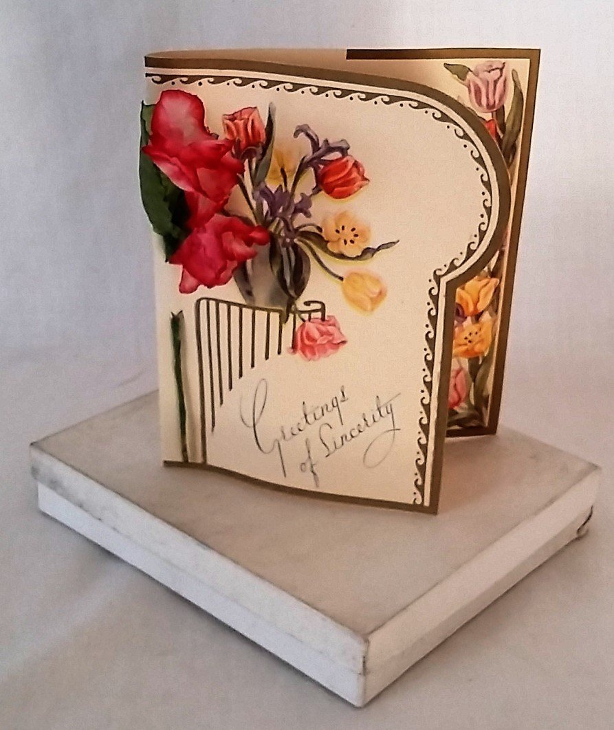 Sincerity Greeting Card 3D Paper Flower Unused Boxed Vintage - Image 1
