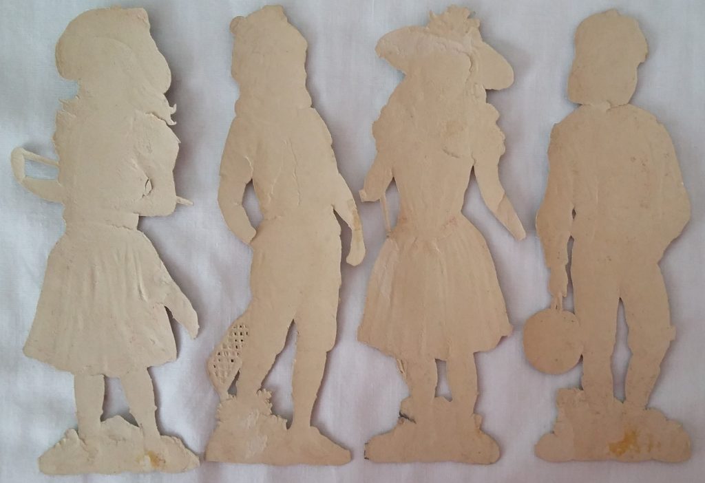 Paper Picture Scraps 4 Children Playing Games Original Victorian Die Cuts