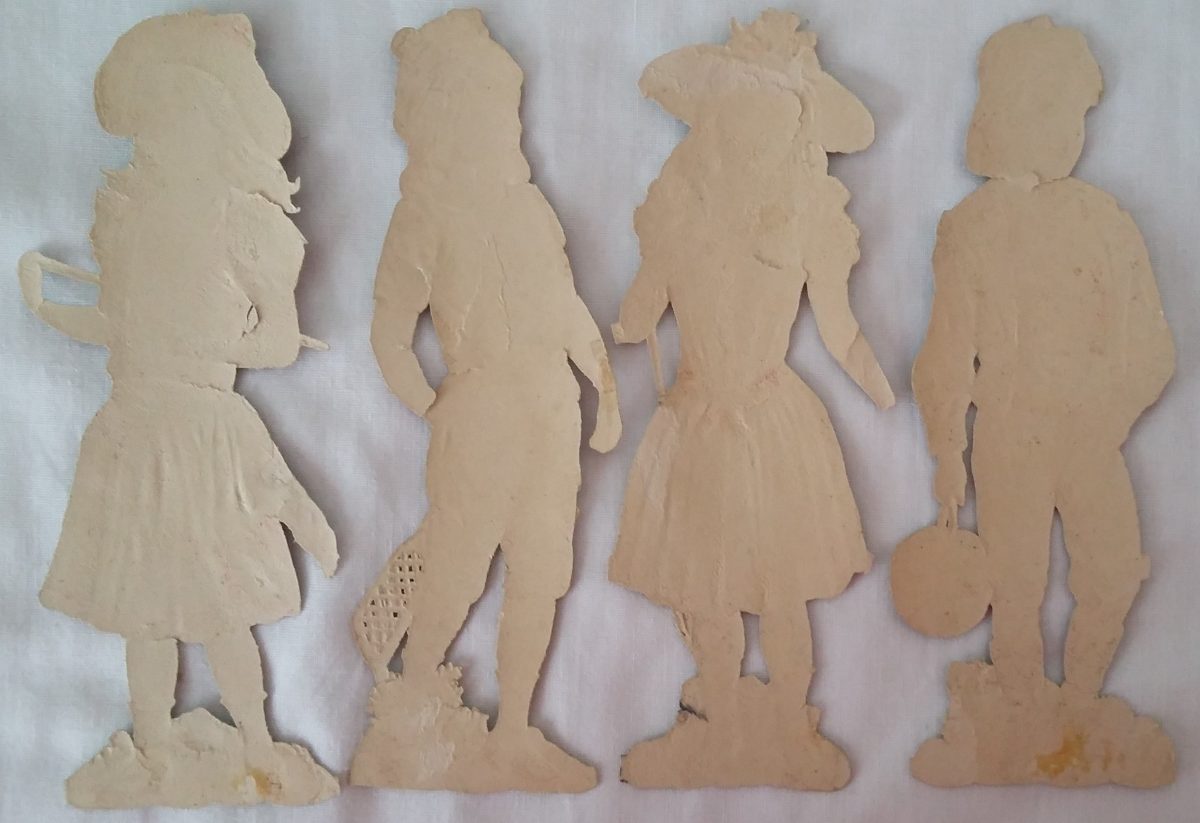 Paper Picture Scraps 4 Children Playing Games Original Victorian Die Cuts - Image 2
