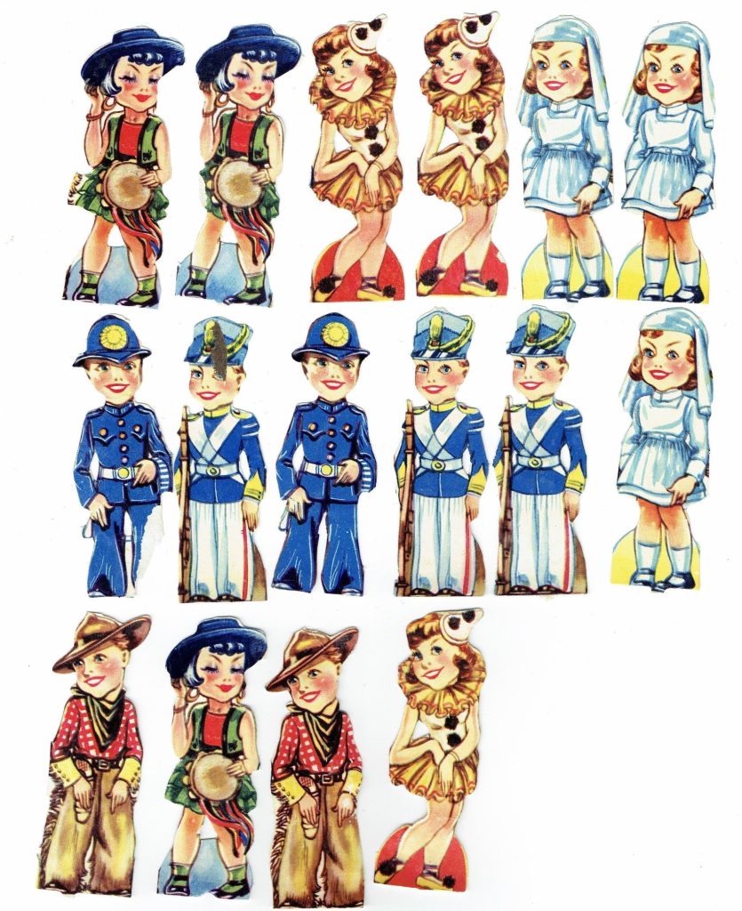 Paper Relief Scraps 20 Boys Girls Character Die Cut Mamelok Press MLP 1940s