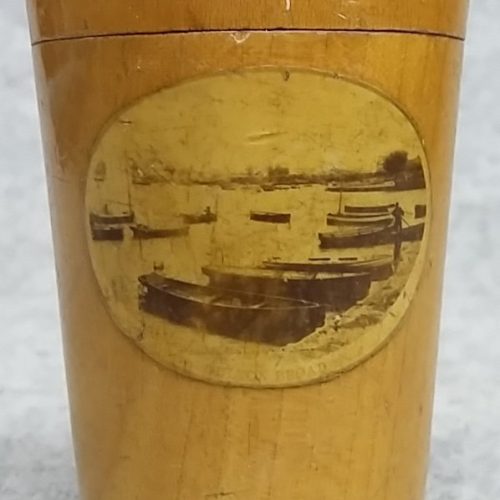 Wooden Treen Dice Shaker Box Lift of Lid Photograph OULTON BROAD Antique