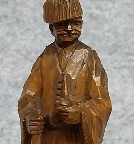 Wooden Carved Figure Signed Russian Folk Art Traditional Dress Vintage - Image 4