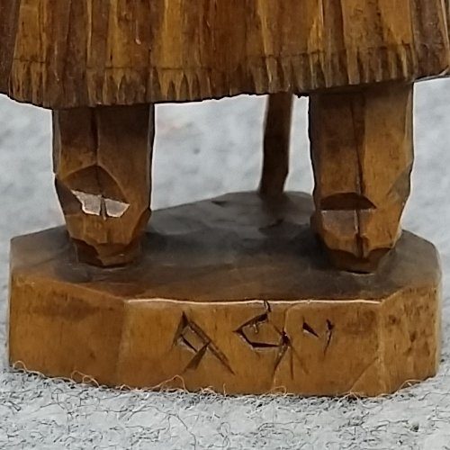 Wooden Carved Figure Signed Russian Folk Art Traditional Dress Vintage - Image 2