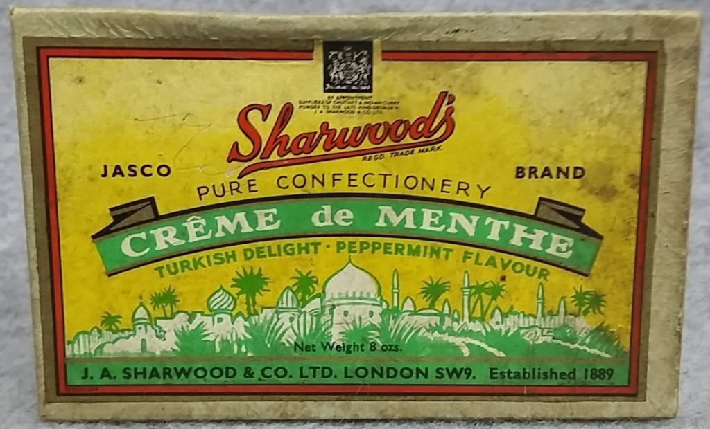 Sharwoods Turkish Delight Creme de Menthe EMPTY Cardboard Box Vintage