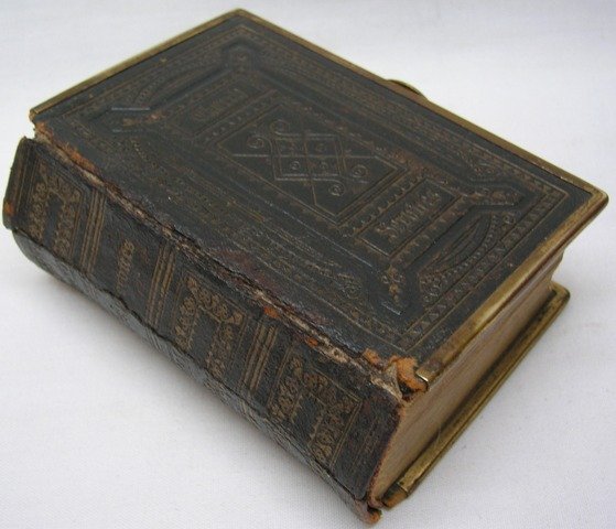 Book Church Services Brass Bound Leather W Abbott Waingroves 1868 Antique