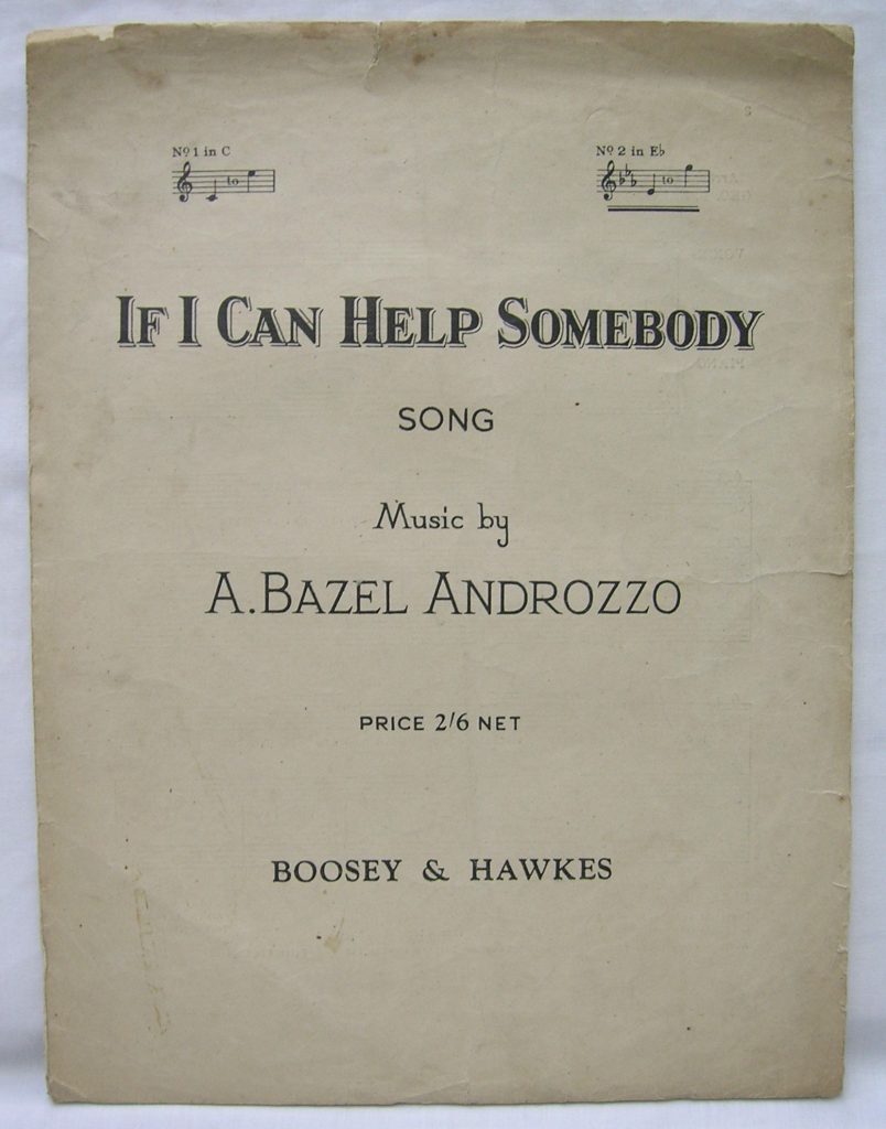 IF I CAN HELP SOMEBODY Song Sheet Music Androzzo Boosey Hawkes Vintage