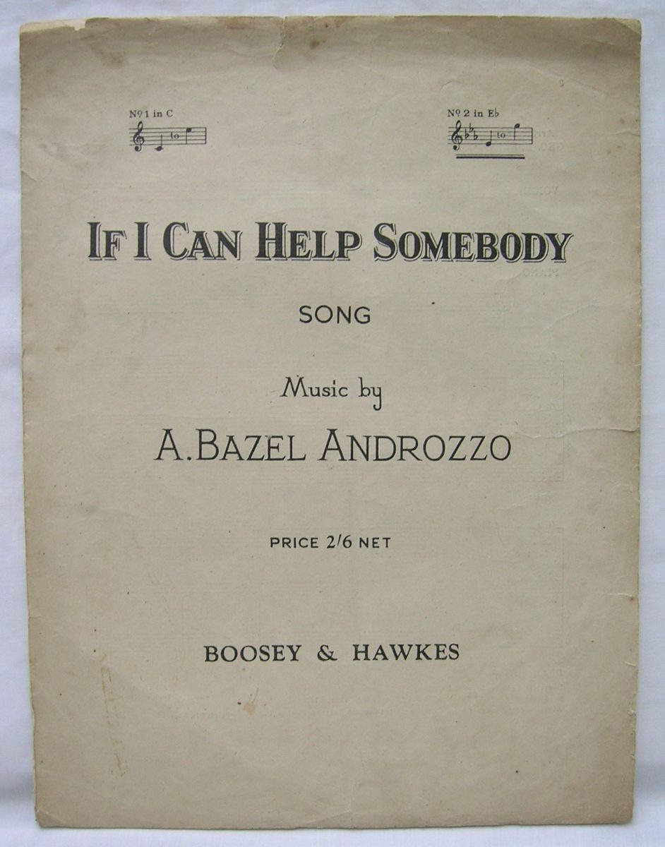 IF I CAN HELP SOMEBODY Song Sheet Music Androzzo Boosey Hawkes Vintage - Image 1