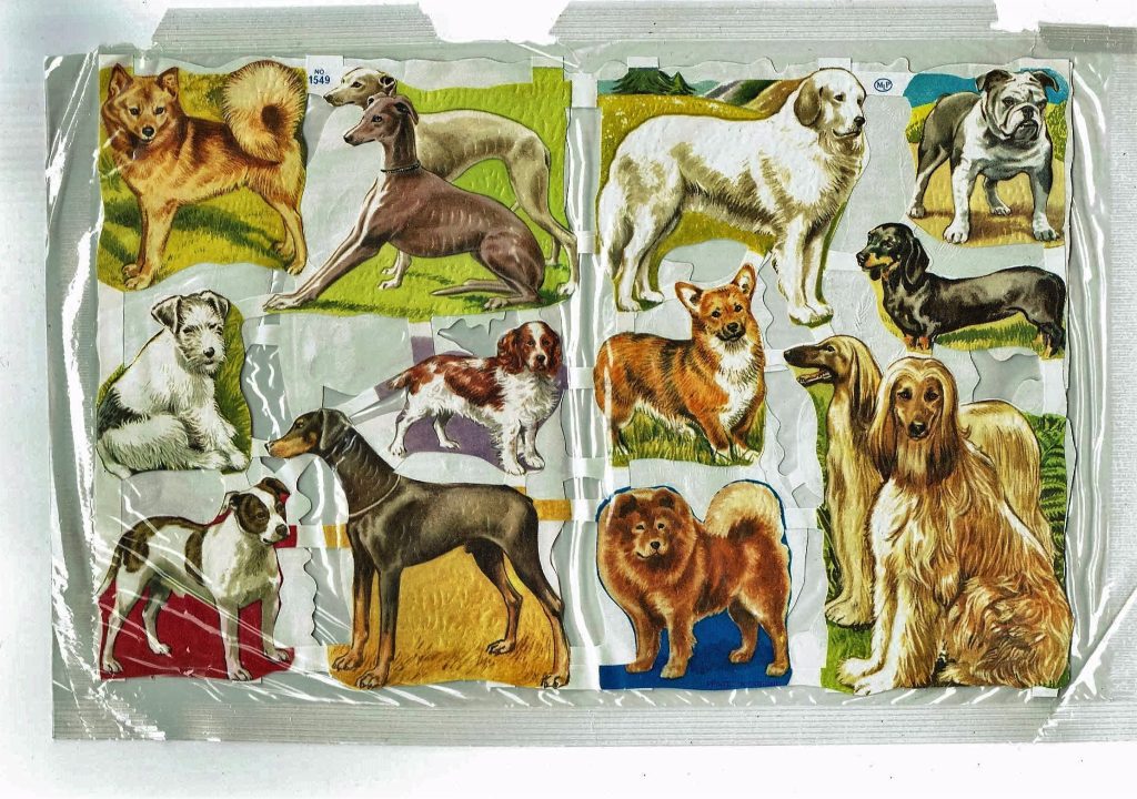 Original Uncut Mamelok Press Paper Picture Scraps Dog/1549 Cat/1510 1950's Gift