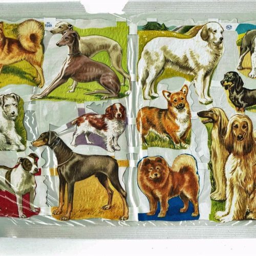 Original Uncut Mamelok Press Paper Picture Scraps Dog/1549 Cat/1510 1950's Gift - Image 1