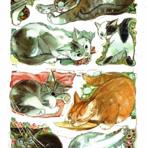 Original Uncut Mamelok Press Paper Picture Scraps Dog/1549 Cat/1510 1950's Gift - Image 2