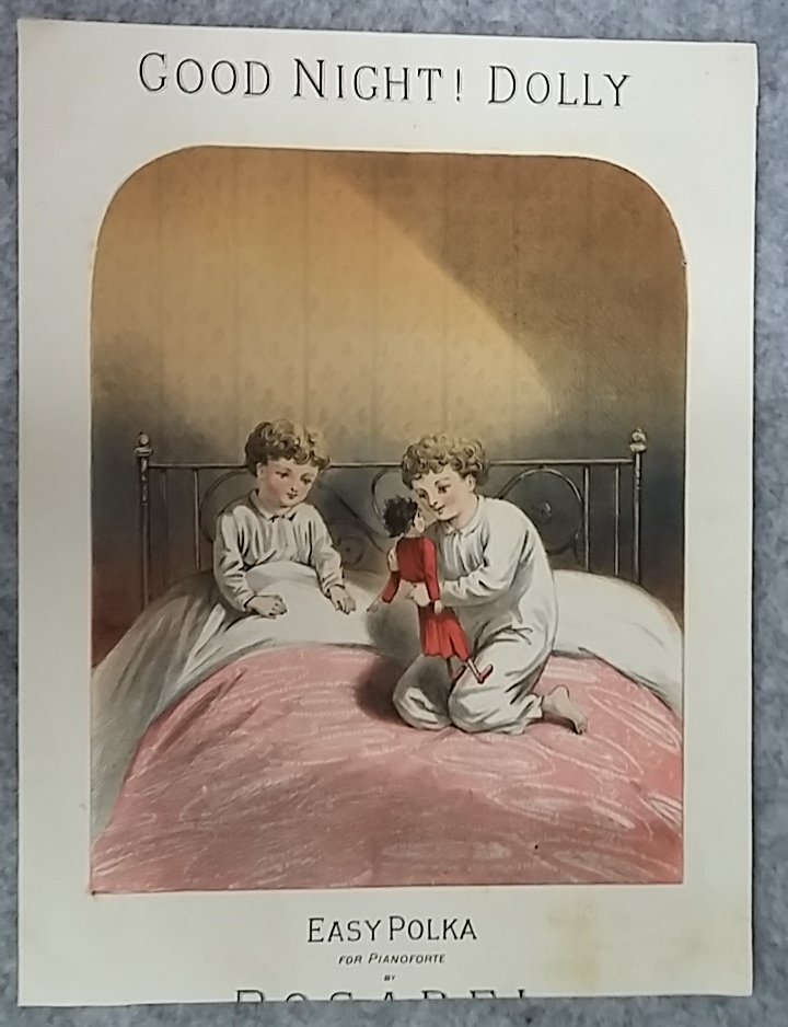 Chromolithographic Art Front Page GOOD NIGHT DOLLY Sheet Music Antique