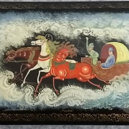 Russian Lacquer Box Flying Troika Hand Painted Papier Mache MSTERA Signed Vintage - Image 5