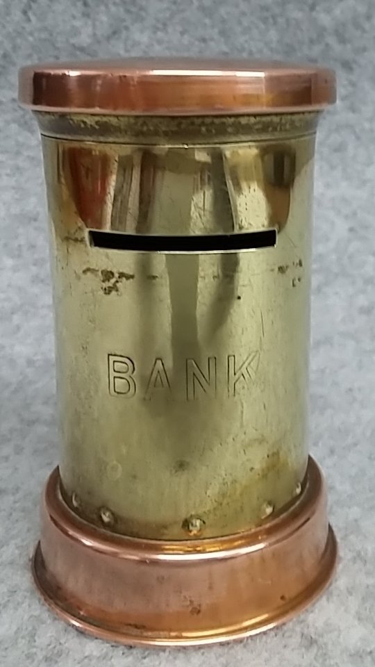 Money Box Savings Bank Copper Brass Post Office Letter Pillar Box Antique