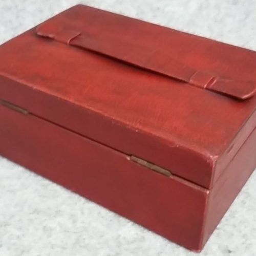 Jewellery Box Red Faux Leather One Tray Working Latch Lock Vintage - Image 3
