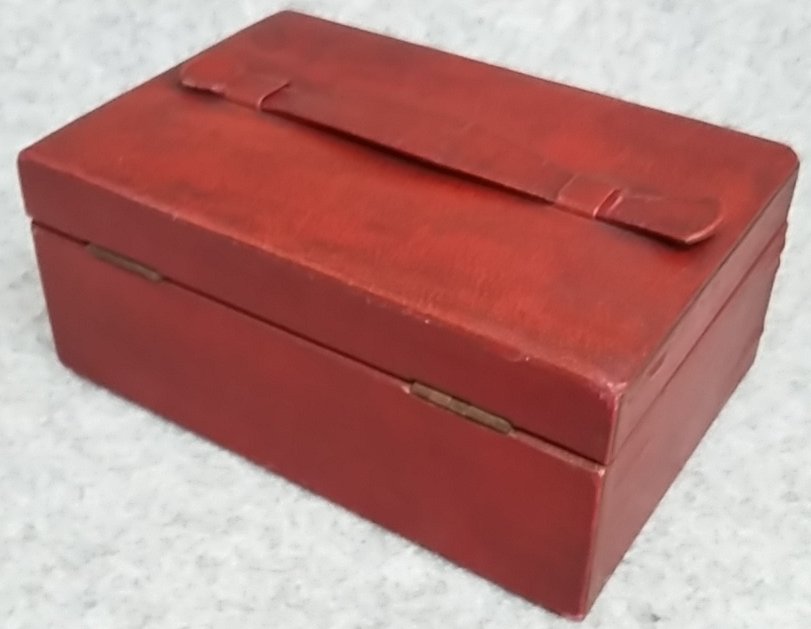 Jewellery Box Red Faux Leather One Tray Working Latch Lock Vintage
