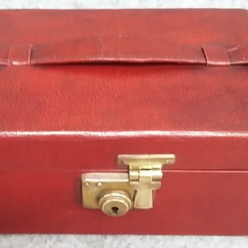 Jewellery Box Red Faux Leather One Tray Working Latch Lock Vintage - Image 10