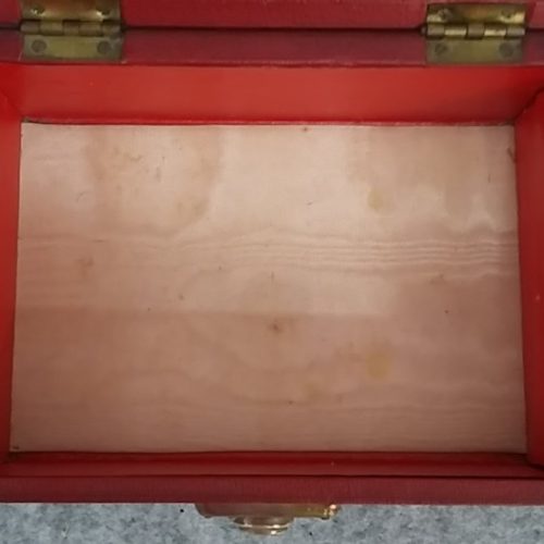 Jewellery Box Red Faux Leather One Tray Working Latch Lock Vintage - Image 6