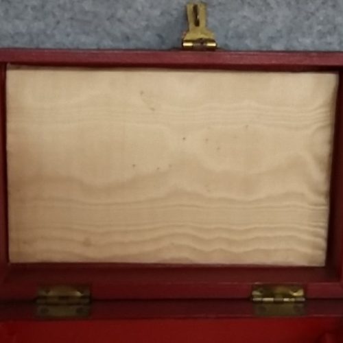 Jewellery Box Red Faux Leather One Tray Working Latch Lock Vintage - Image 5