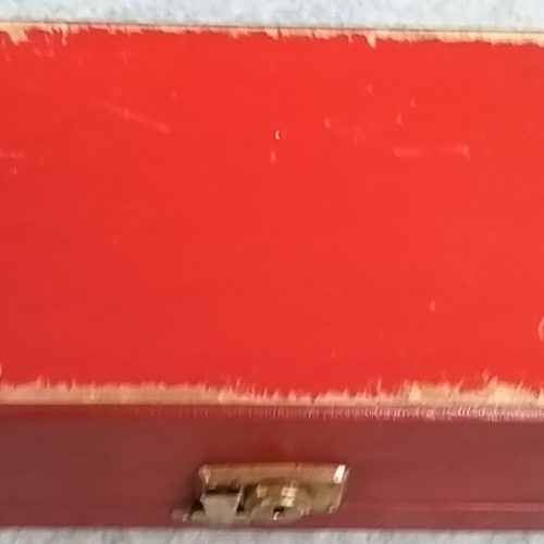 Jewellery Box Red Faux Leather One Tray Working Latch Lock Vintage - Image 2