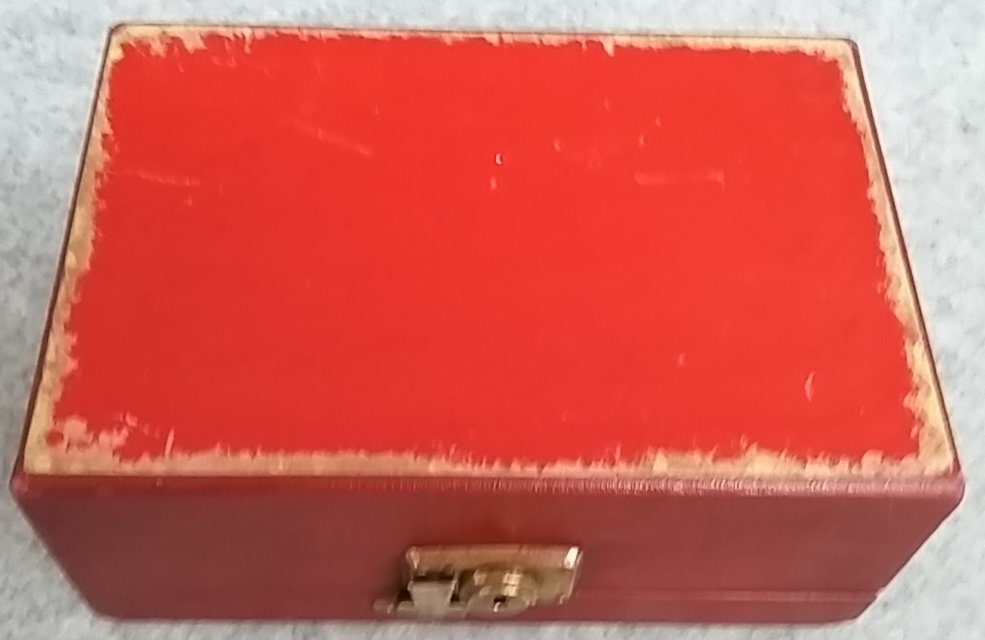 Jewellery Box Red Faux Leather One Tray Working Latch Lock Vintage