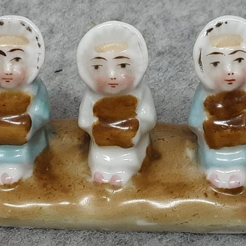 Victorian Fairing Hard Paste Porcelain 3 Little Seated Ladies Children Antique - Image 1