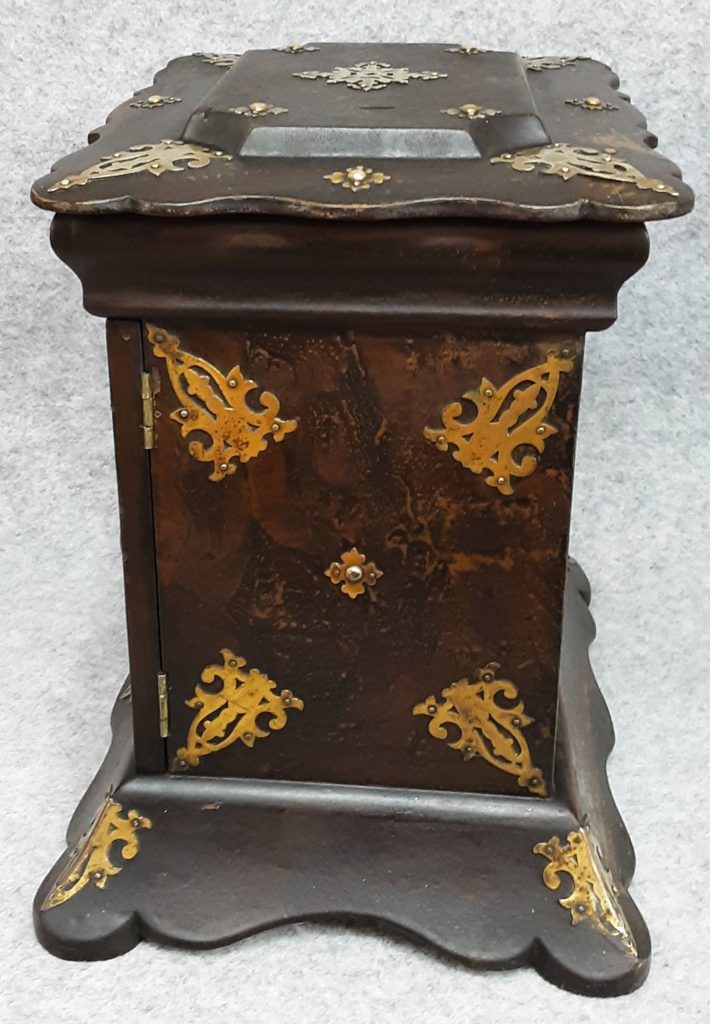 Table Cabinet Jewellery Sewing Vanity Box Papier Mache Brass 1850 Antique
