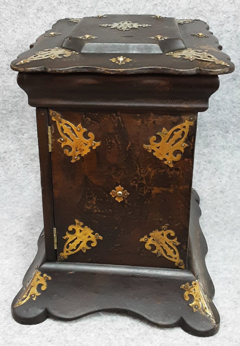 Table Cabinet Jewellery Sewing Vanity Box Papier Mache Brass 1850 Antique - Image 12