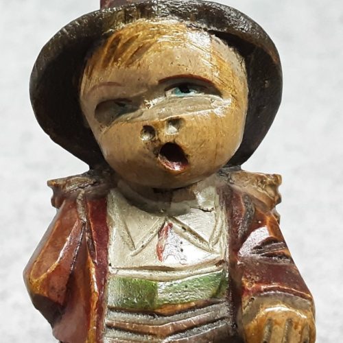 Anri Wood Carving Hand Painted Treen Tyrolean Spa Boy Singing Hiking - Image 2