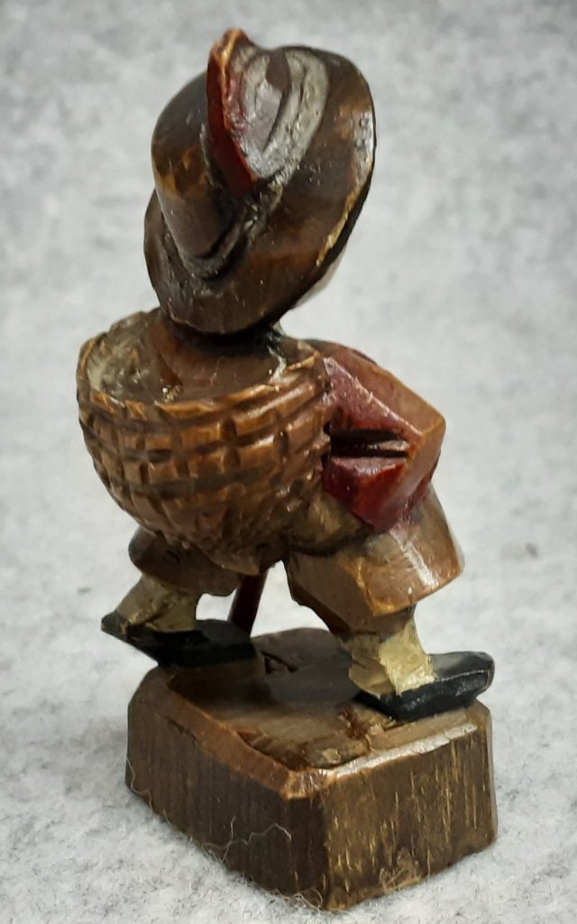 Anri Wood Carving Hand Painted Treen Tyrolean Spa Boy Singing Hiking