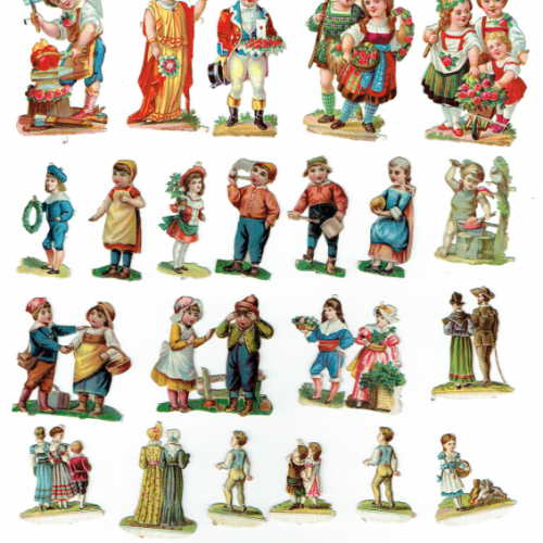 Die Cut Paper Scrap Various Children German 1880s Victorian Antique - Image 1