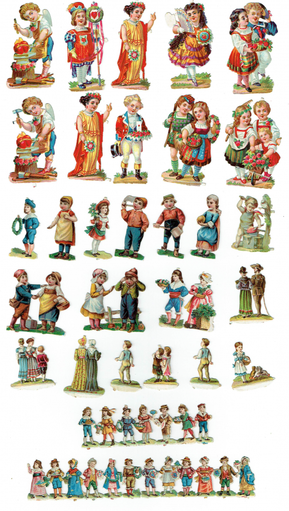 Die Cut Paper Scrap Various Children German 1880s Victorian Antique