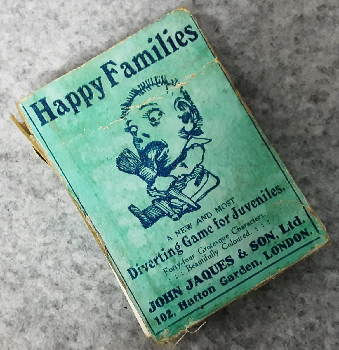 Antique Victorian Game Happy Families John Jaques Boxed 44 Grotesque Playing Card - Image 1