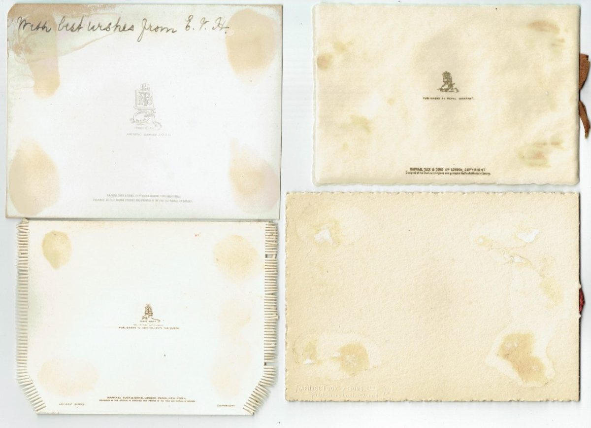 4 Mica Glitter Die Cut Flat Folded Christmas Greeting Card RAPHAEL TUCK Antique - Image 3