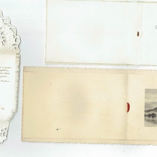 4 Mica Glitter Die Cut Flat Folded Christmas Greeting Card RAPHAEL TUCK Antique - Image 2