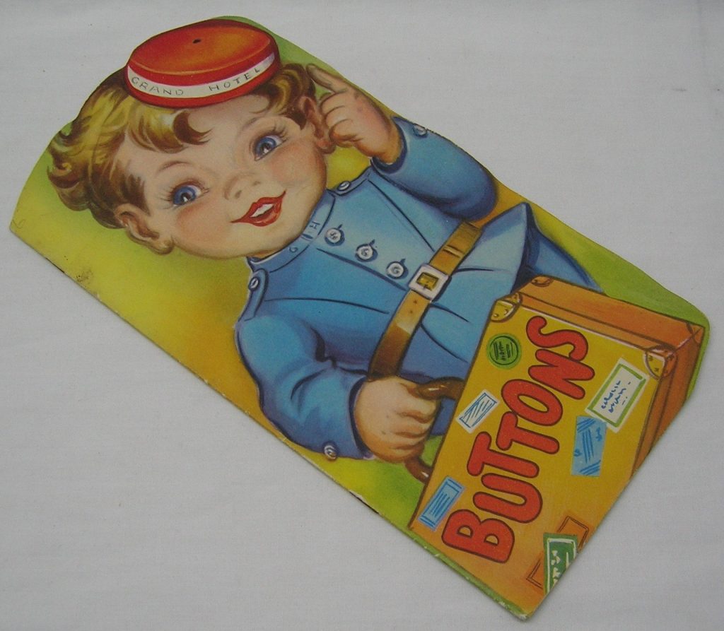 Children's Rhyming Story Book BUTTONS Shaped Cuddly Cut Book Vintage 1950's