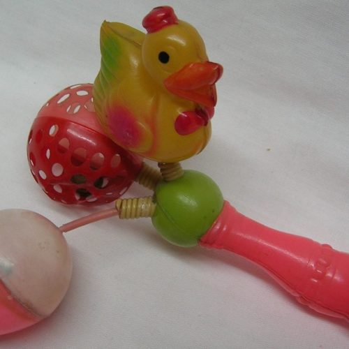 Baby Rattle Crib Toy Early Duck Egg Ball Celluloid Plastic Antique - Image 1