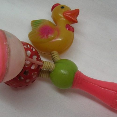 Baby Rattle Crib Toy Early Duck Egg Ball Celluloid Plastic Antique - Image 4