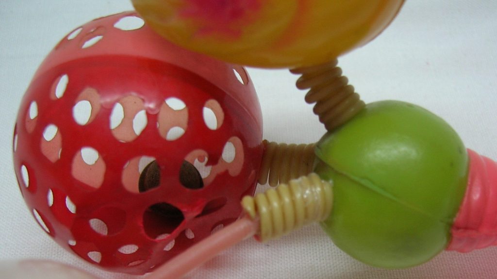 Baby Rattle Crib Toy Early Duck Egg Ball Celluloid Plastic Antique