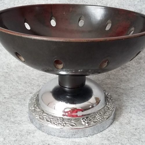Bakelite Fruit Bowl Brown Art Deco Pedestal Celtic Plate Chrome Dish Vintage - Image 8