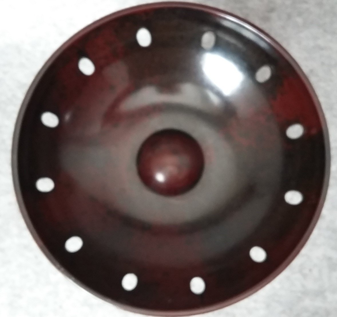 Bakelite Fruit Bowl Brown Art Deco Pedestal Celtic Plate Chrome Dish Vintage - Image 6