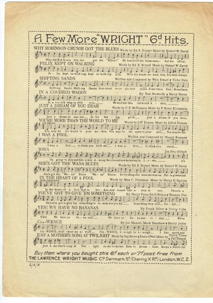 WHISTLE I'll Stand by Your Window Tonight Fox Trot Sheet Music MCMXXII 1922