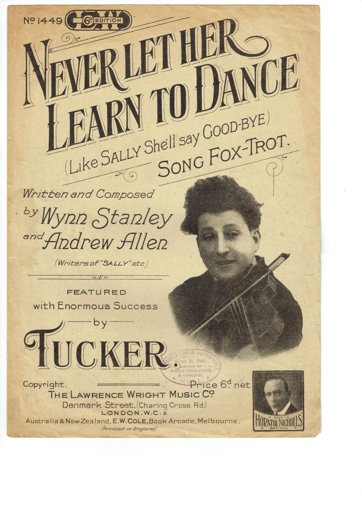 NEVER LET HER LEARN to DANCE Fox Trot Tucker Sheet Music MCMXXII 1922