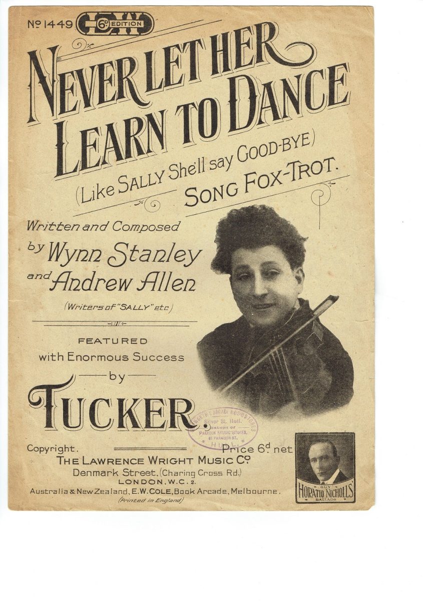 NEVER LET HER LEARN to DANCE Fox Trot Tucker Sheet Music MCMXXII 1922 - Image 1