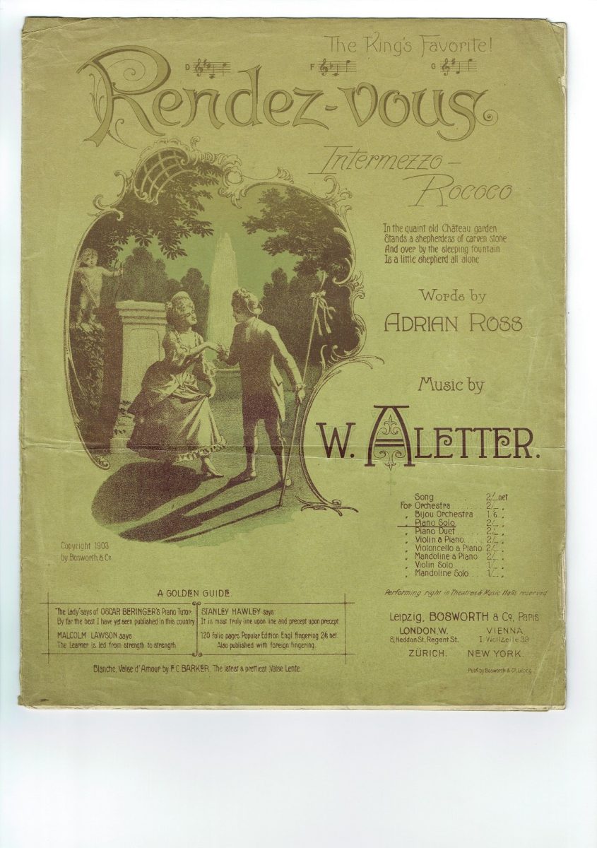 RENDEZ-VOUS Intermezzo Rococo Ross Aletter Sheet Music 1912 - Image 1