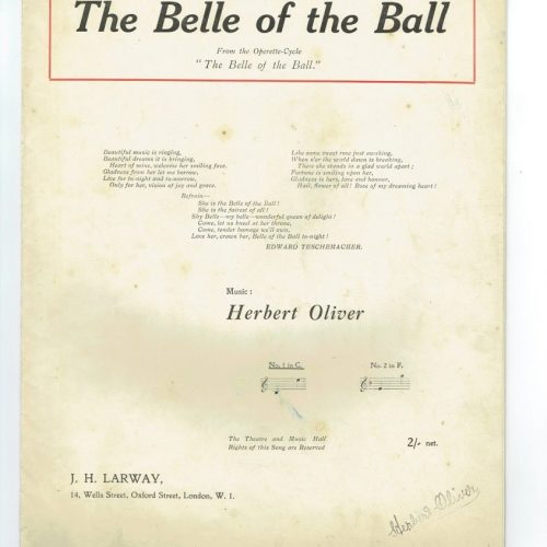 The BELLE of the BALL Edward Teschemacher Herbert Oliver Sheet Music MCMXIX 1919 - Image 1